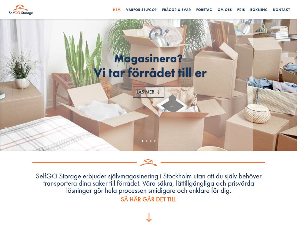 Hemsida byggd av AS webstudio till SelfGO Storage i Stockholm