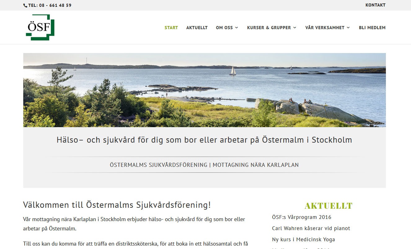 AS webstudio i Malmö har byggt ny hemsida till Östermalms Sjukvårdsförening