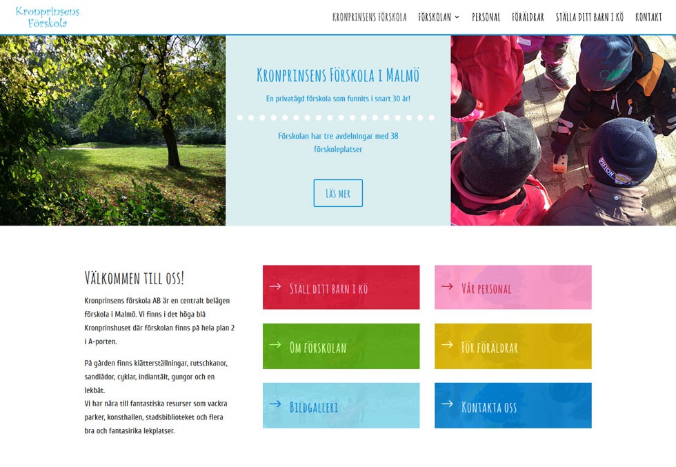 AS webstudio har byggt en ny hemsida till Kronprinsens Förskola i Malmö