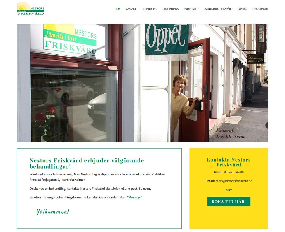 AS webstudio har byggt ny hemsida till Nestors Friskvård i Kalmar
