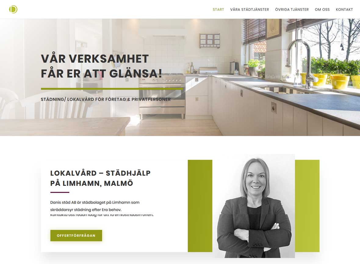 As webstudio har byggt en ny hemsida till städföretag på Limhamn
