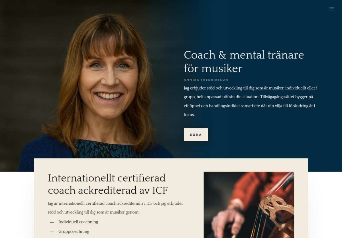 Coach för musiker har fått en ny hemsida