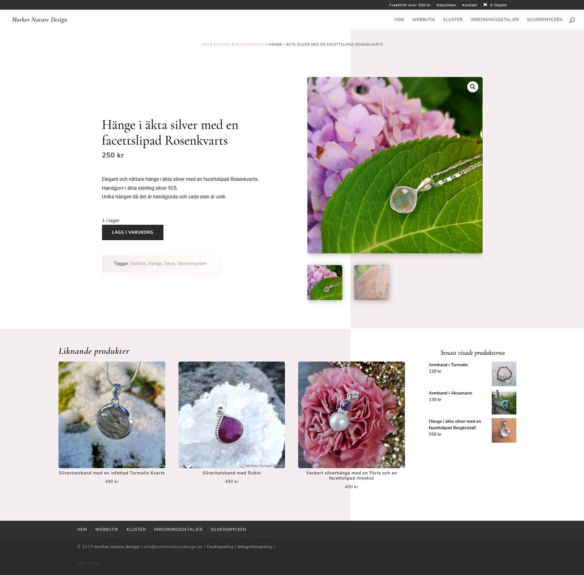 Naturlig webbshop med ett Instagramflöde på startsidan