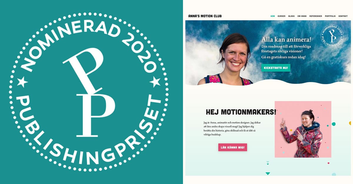 Nominerad till Publishingpriset- webb - 2020, AS webstudio